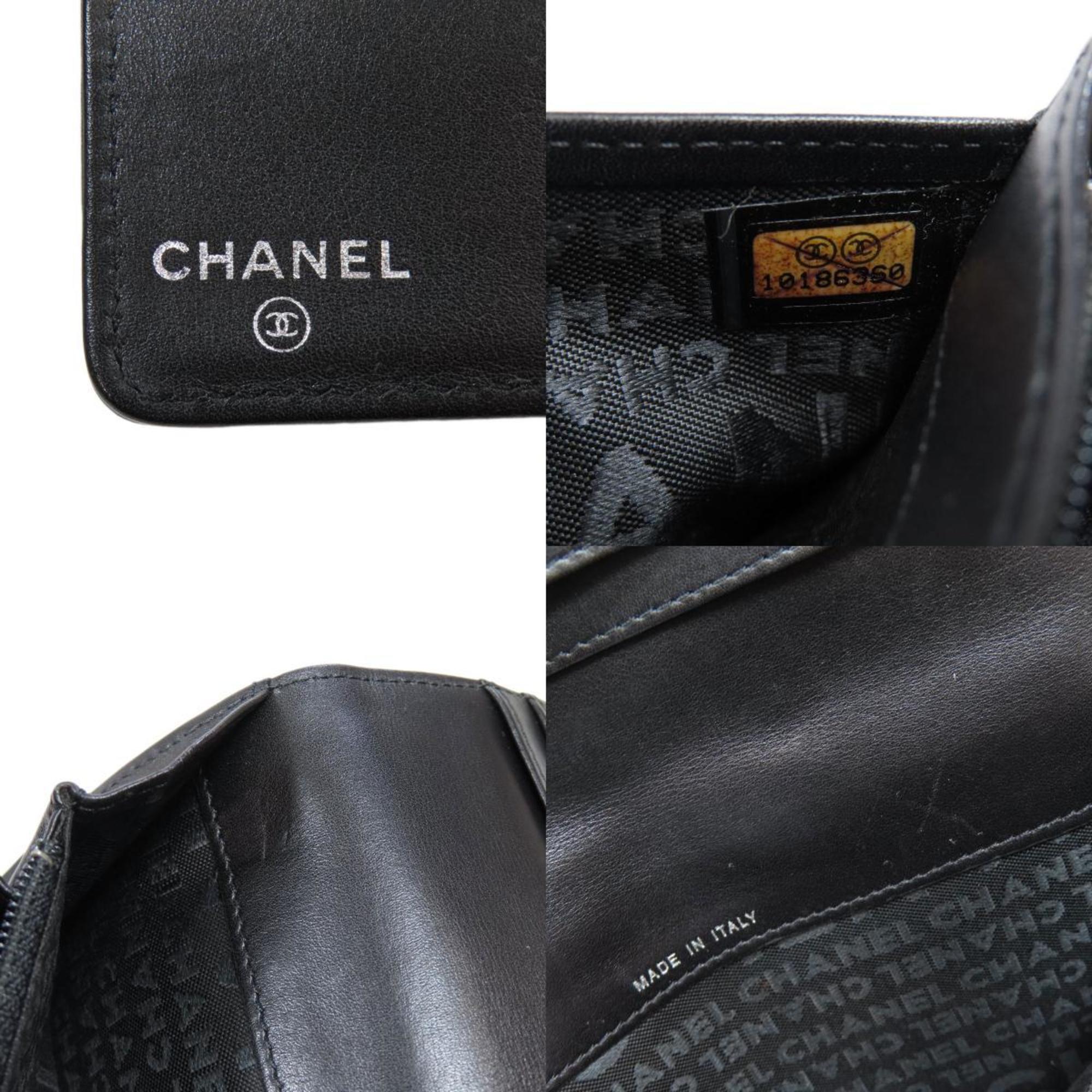 CHANEL Long Wallet Calf Leather Women's