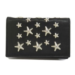 Jimmy Choo Star Motif Studs Business Card Holder Leather Women's