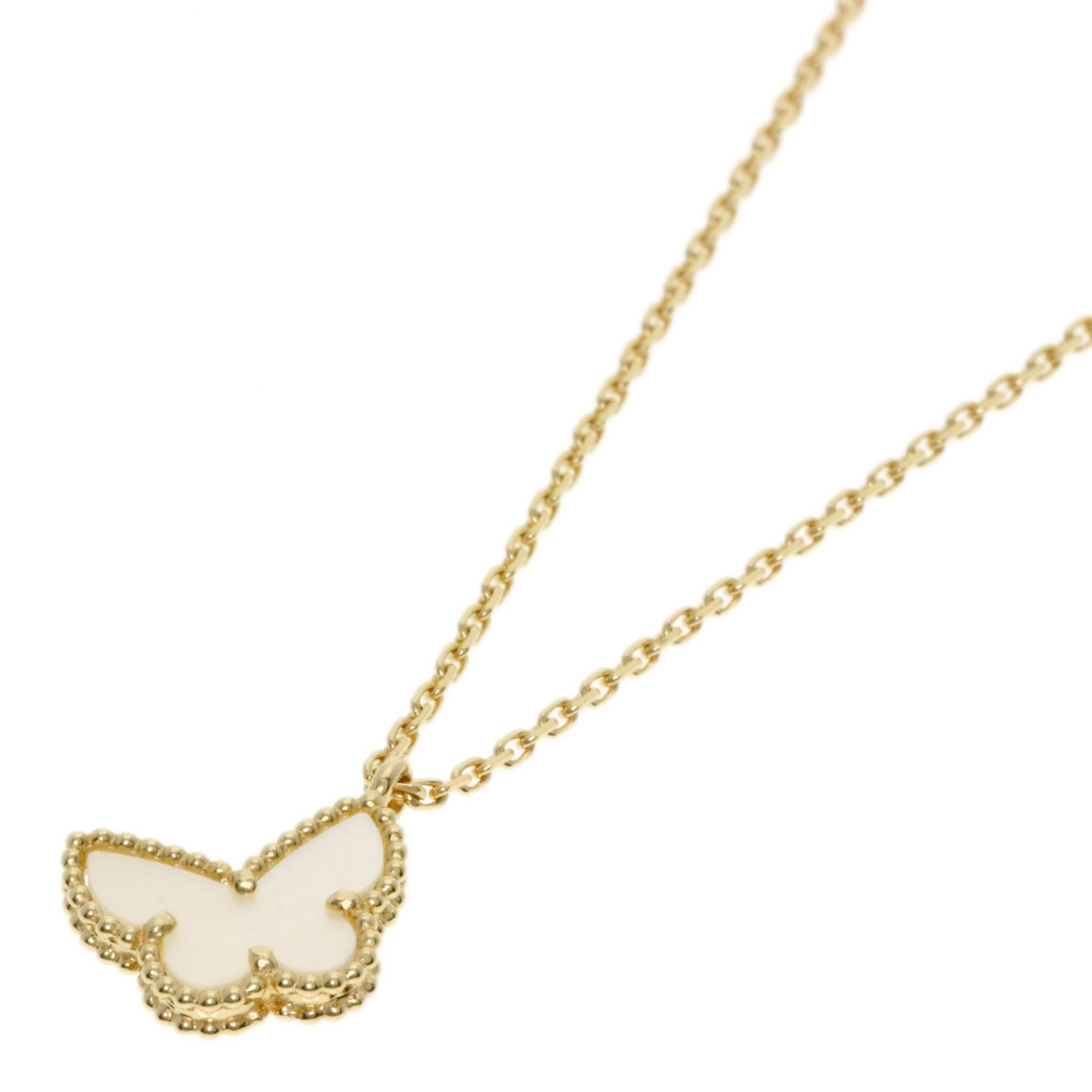 Van Cleef & Arpels Sweet Alhambra Papillon Shell Necklace K18 Yellow Gold for Women