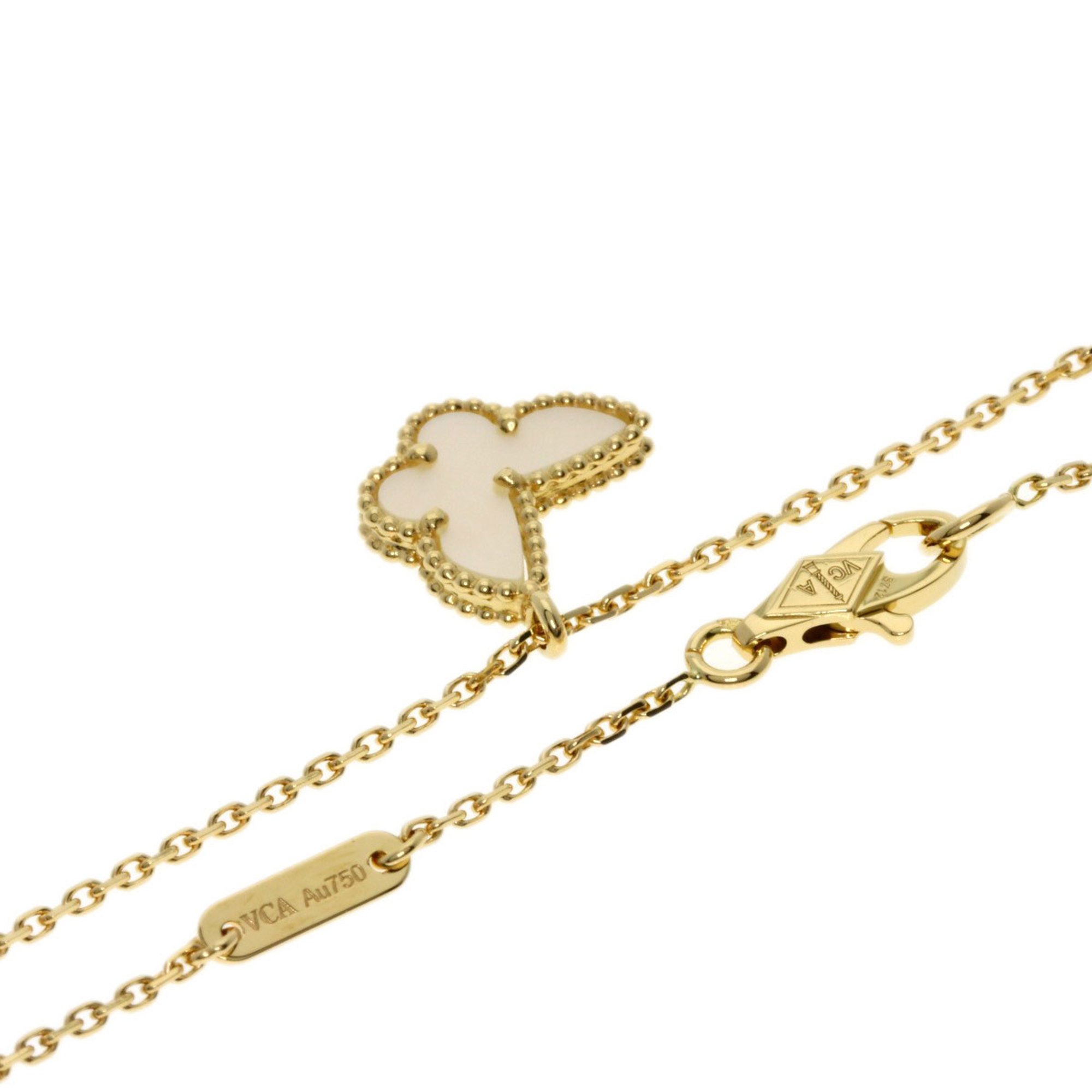 Van Cleef & Arpels Sweet Alhambra Papillon Shell Necklace K18 Yellow Gold for Women