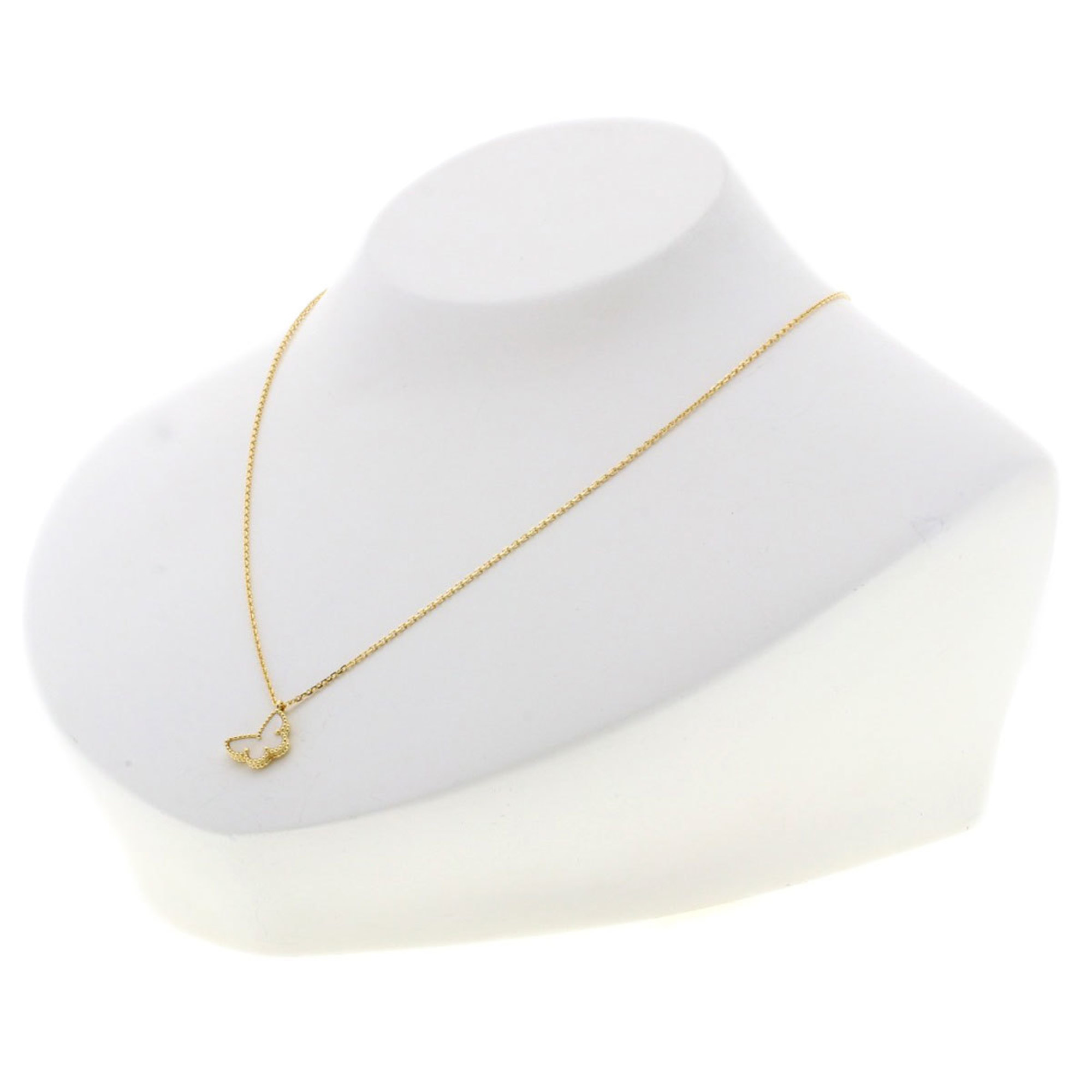 Van Cleef & Arpels Sweet Alhambra Papillon Shell Necklace K18 Yellow Gold for Women