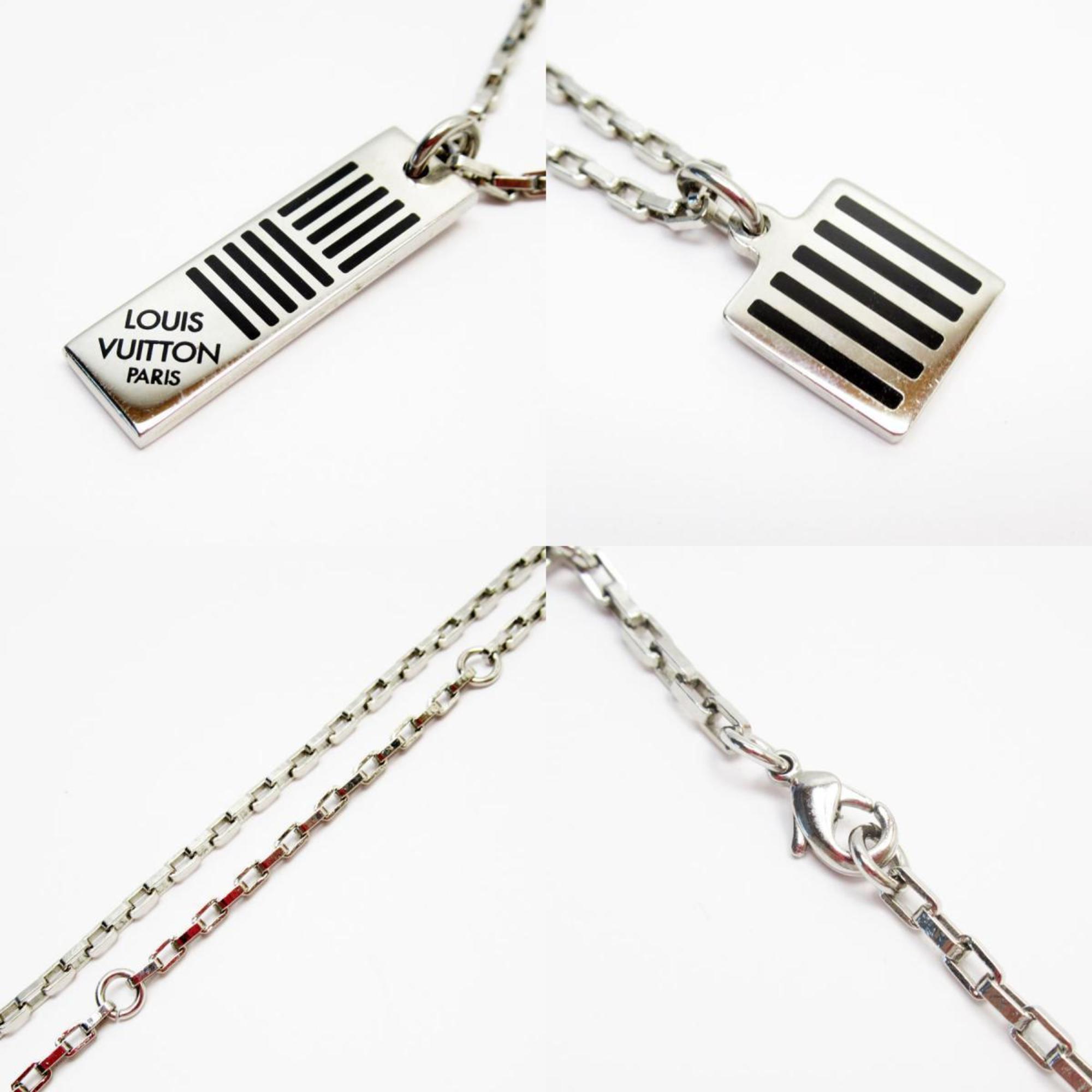 Louis Vuitton Collier Damier Colors Necklace Metal Enamel Silver Black Men's M62490 w0651j