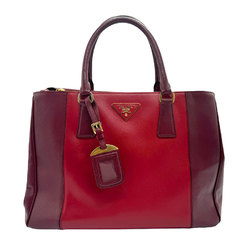 PRADA handbag shoulder bag leather burgundy red gold ladies z2212