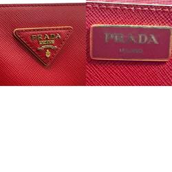 PRADA handbag shoulder bag leather burgundy red gold ladies z2212