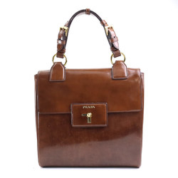 PRADA handbag leather brown gold ladies N51286 e59057a