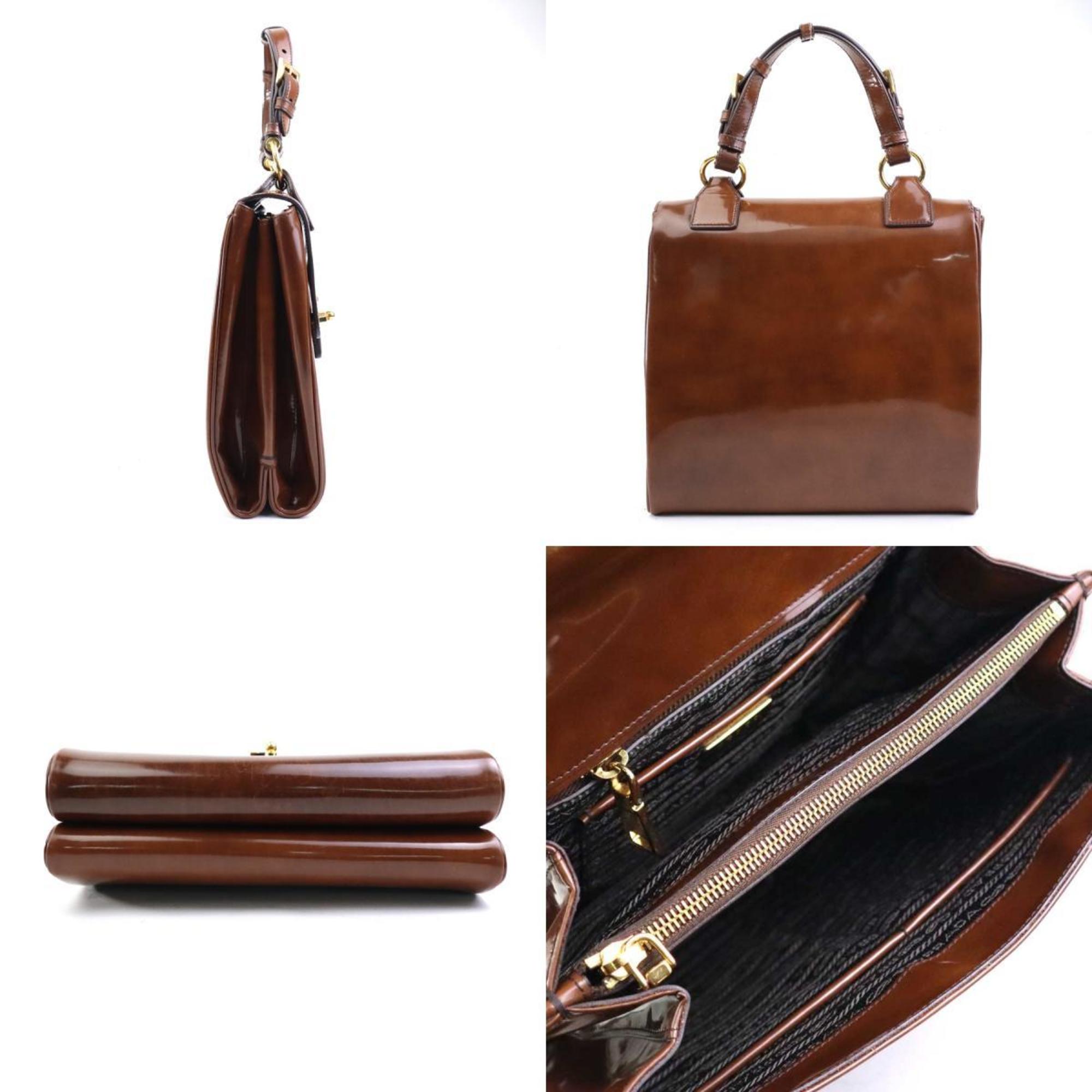 PRADA handbag leather brown gold ladies N51286 e59057a