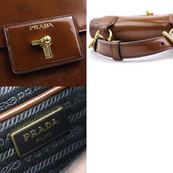 PRADA handbag leather brown gold ladies N51286 e59057a