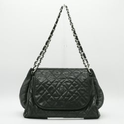 CHANEL Shoulder Bag Coco Mark Chain Leather Black Silver Women's PD309