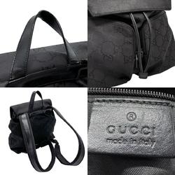 GUCCI Backpack Nylon Leather Black Women's n0258