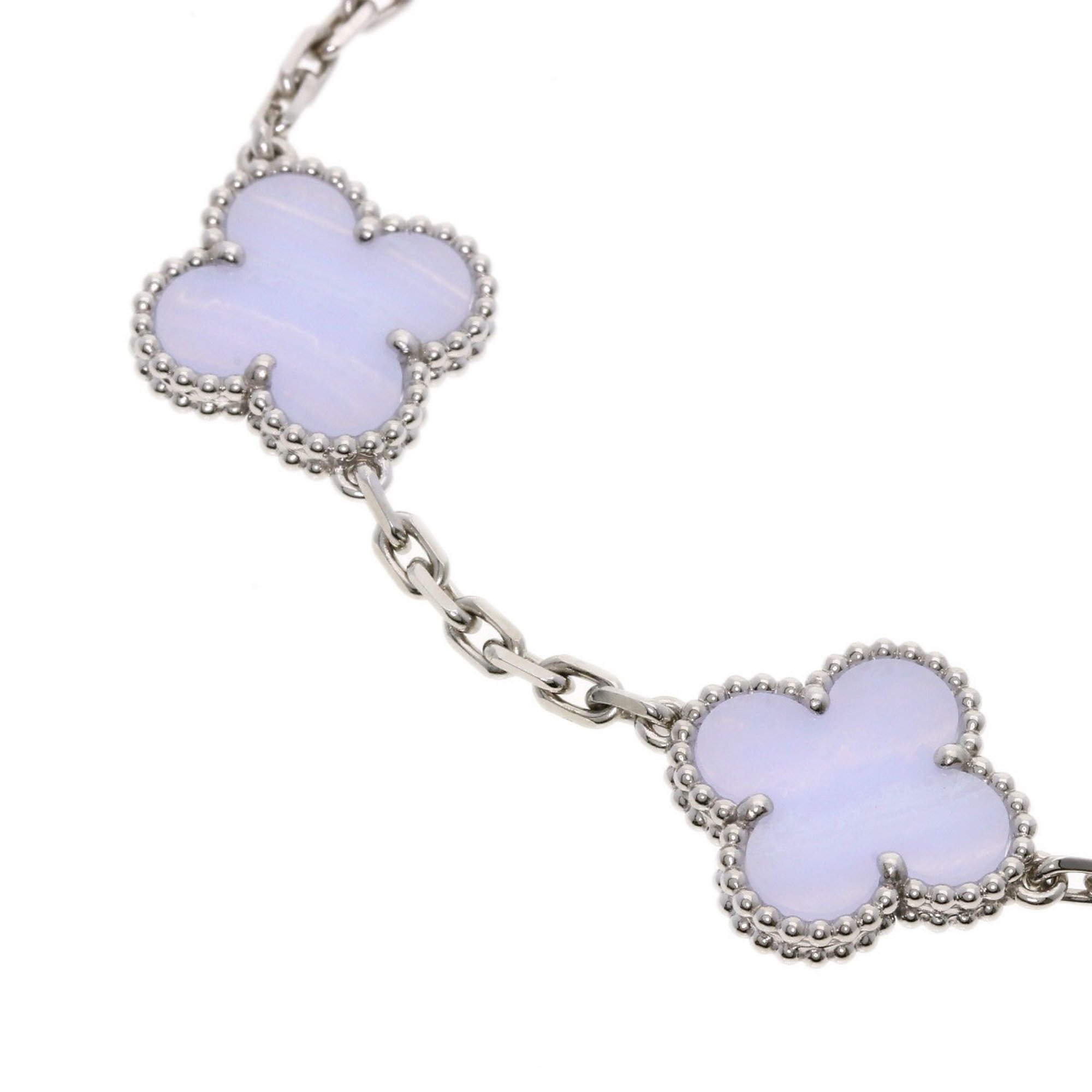 Van Cleef & Arpels Alhambra Chalcedony Bracelet, 18K White Gold, Women's