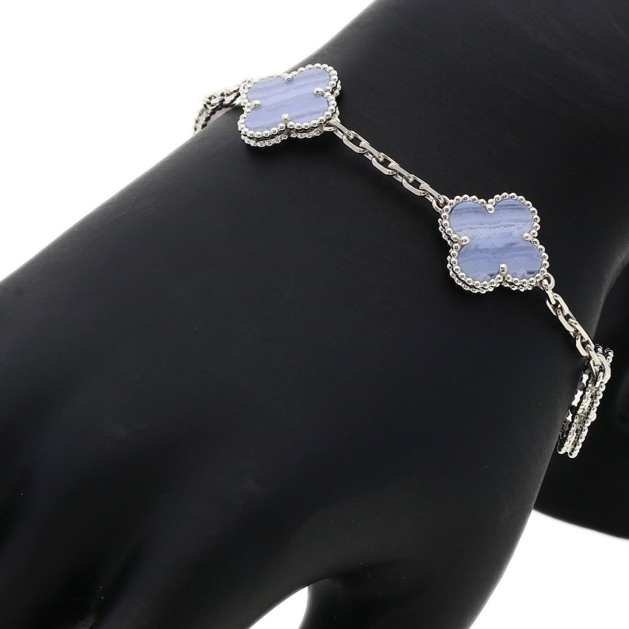 Van Cleef & Arpels Alhambra Chalcedony Bracelet, 18K White Gold, Women's