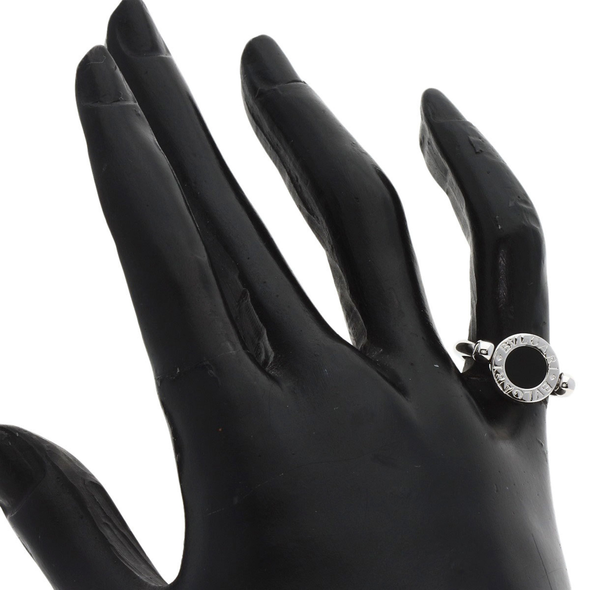 BVLGARI Flip Ring Onyx K18 White Gold Women's