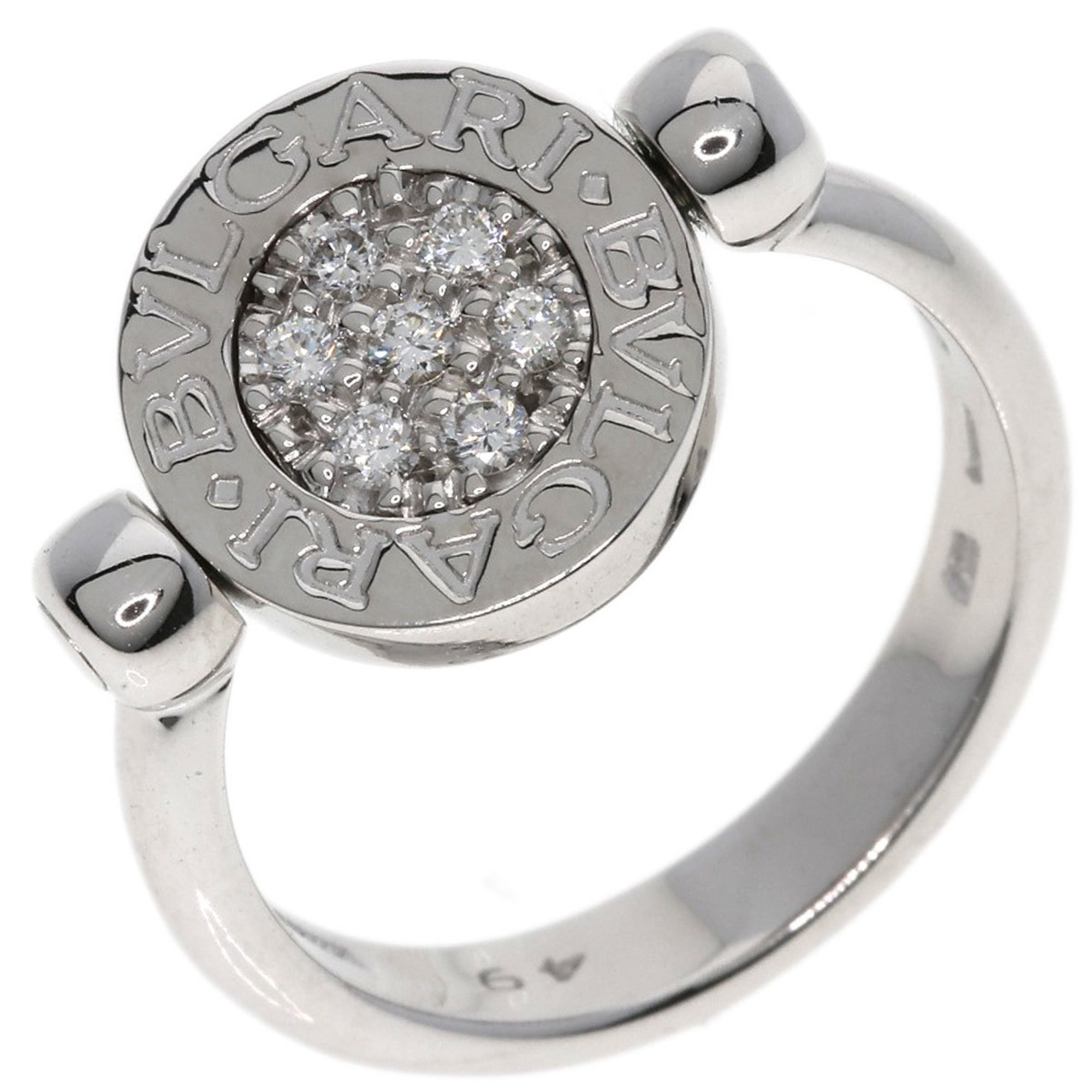 BVLGARI Flip Onyx Diamond #49 Ring, K18 White Gold, Women's