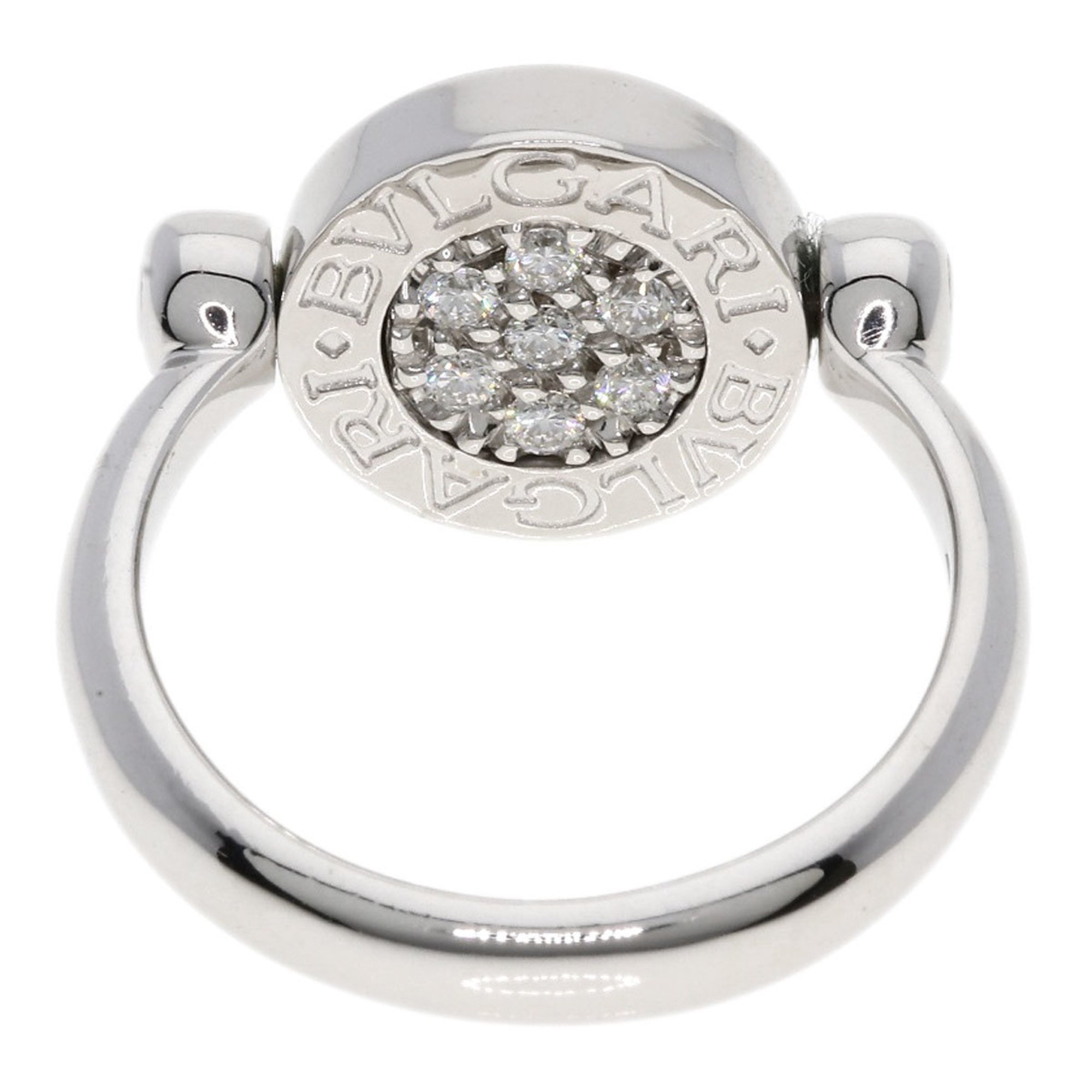 BVLGARI Flip Onyx Diamond #49 Ring, K18 White Gold, Women's