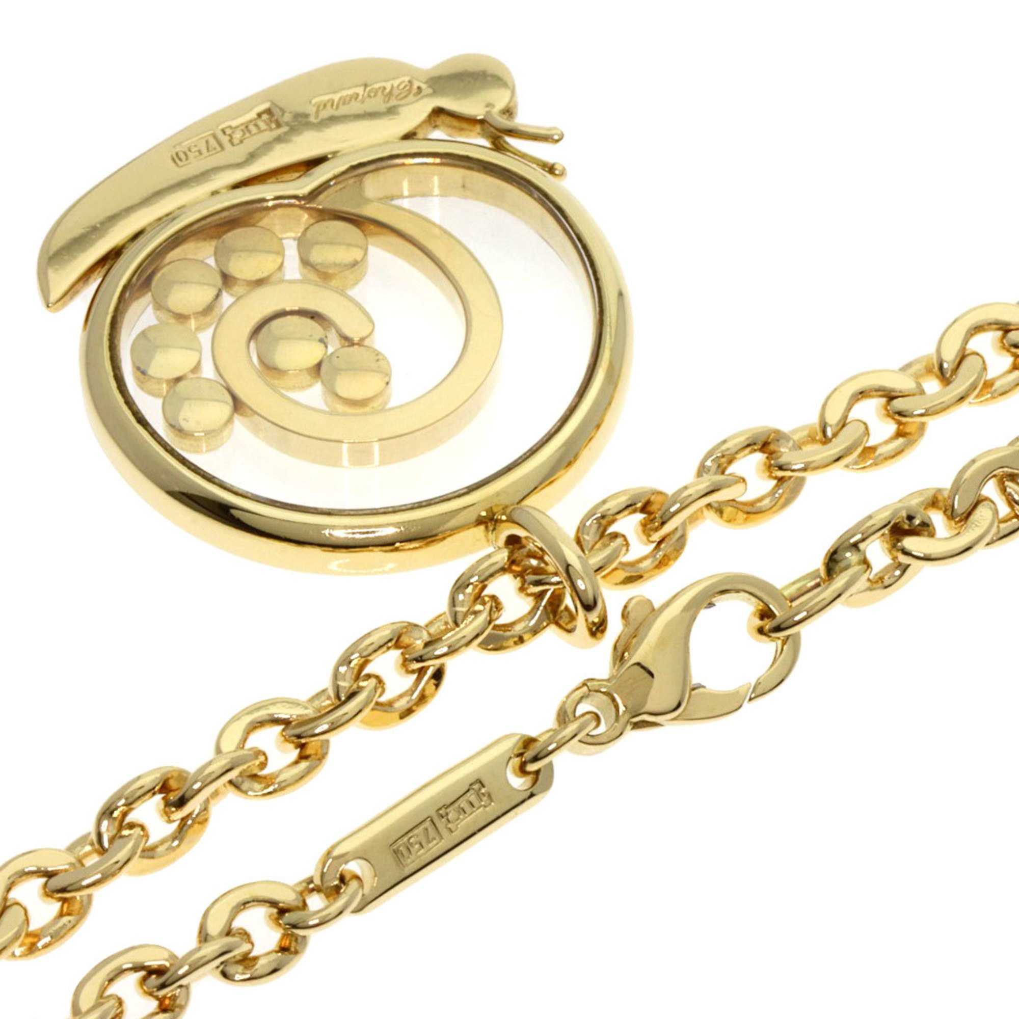 Chopard Happy Diamond Escargot Necklace K18 Yellow Gold Women's