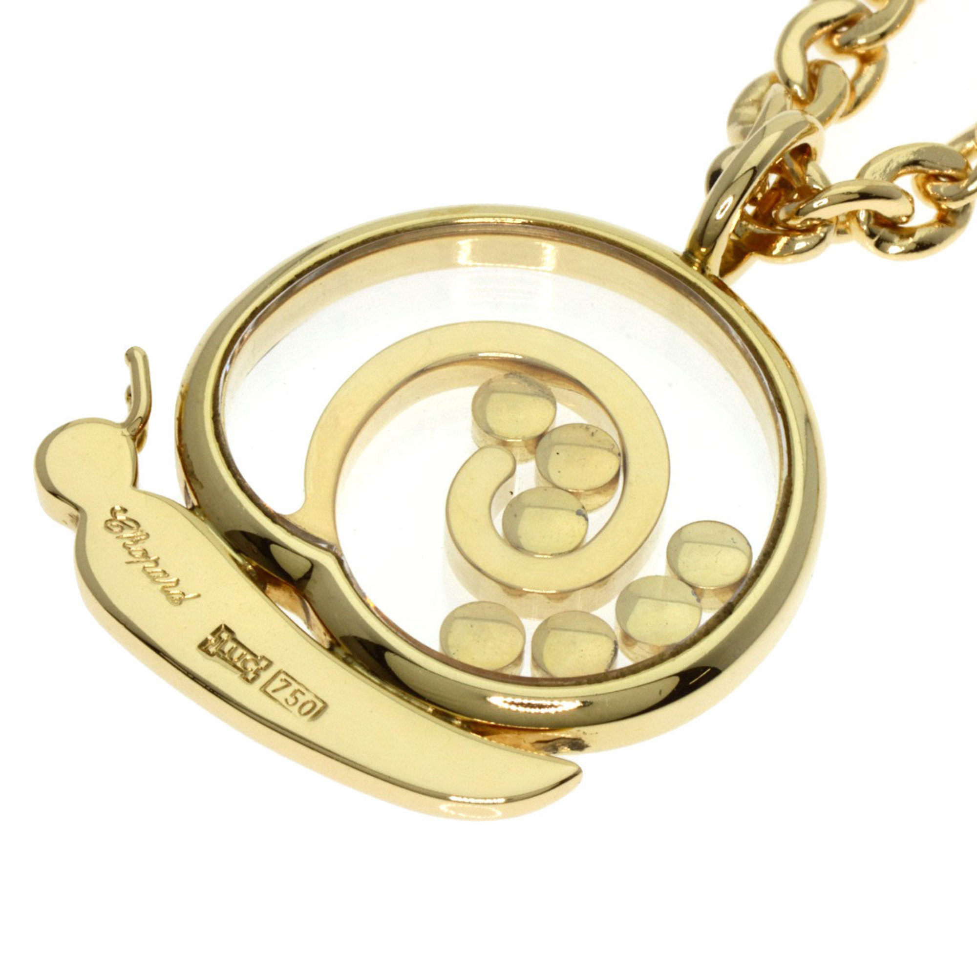 Chopard Happy Diamond Escargot Necklace K18 Yellow Gold Women's