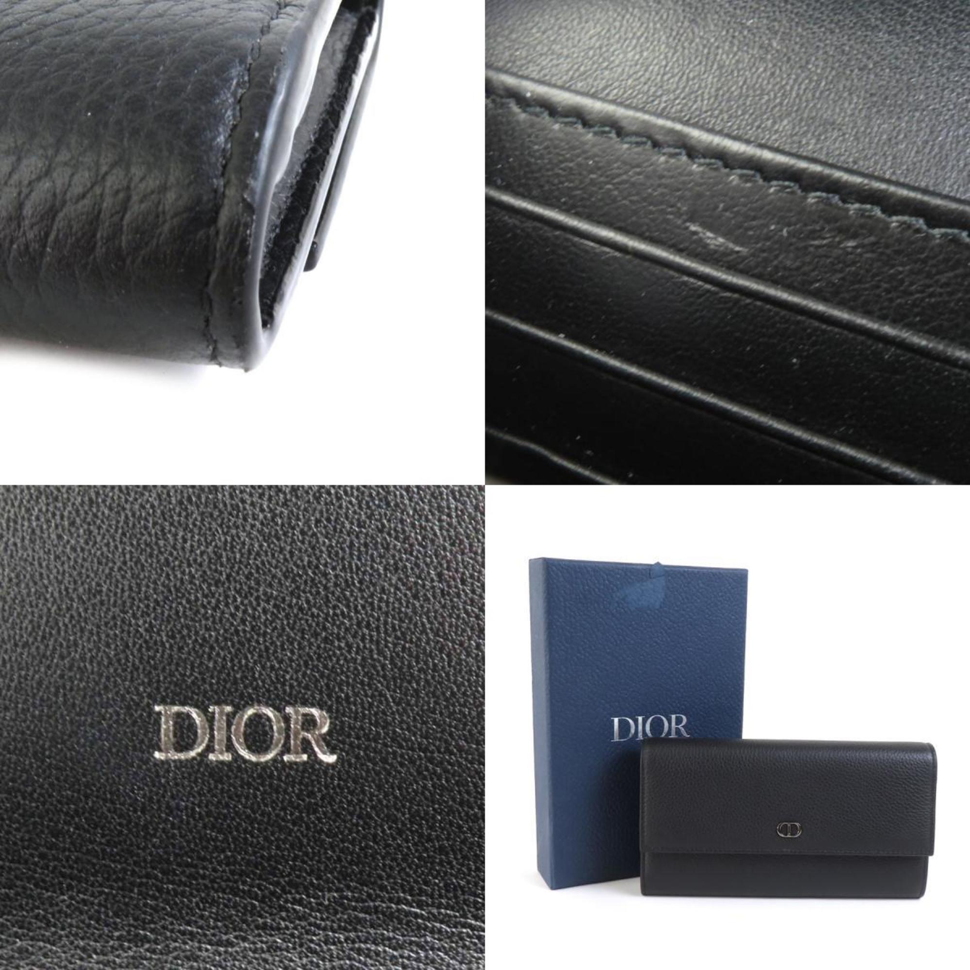 Christian Dior Long Wallet Leather Black Men's h30452i