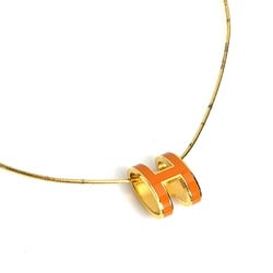 Hermes HERMES Necklace Pop Ash Metal Enamel Gold Orange Women's e59026m