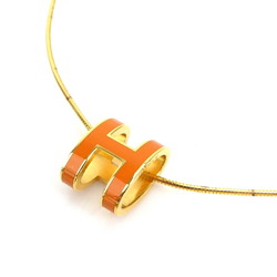 Hermes HERMES Necklace Pop Ash Metal Enamel Gold Orange Women's e59026m