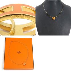 Hermes HERMES Necklace Pop Ash Metal Enamel Gold Orange Women's e59026m