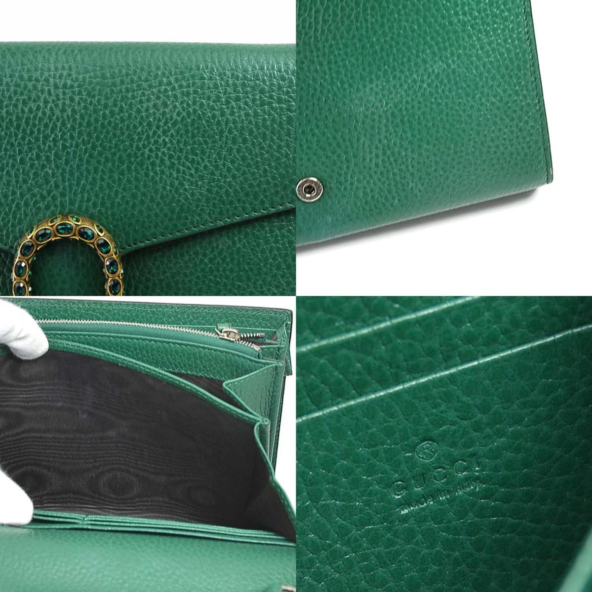 GUCCI Dionysus Shoulder Bag Leather Green Women's 401231 e58978a