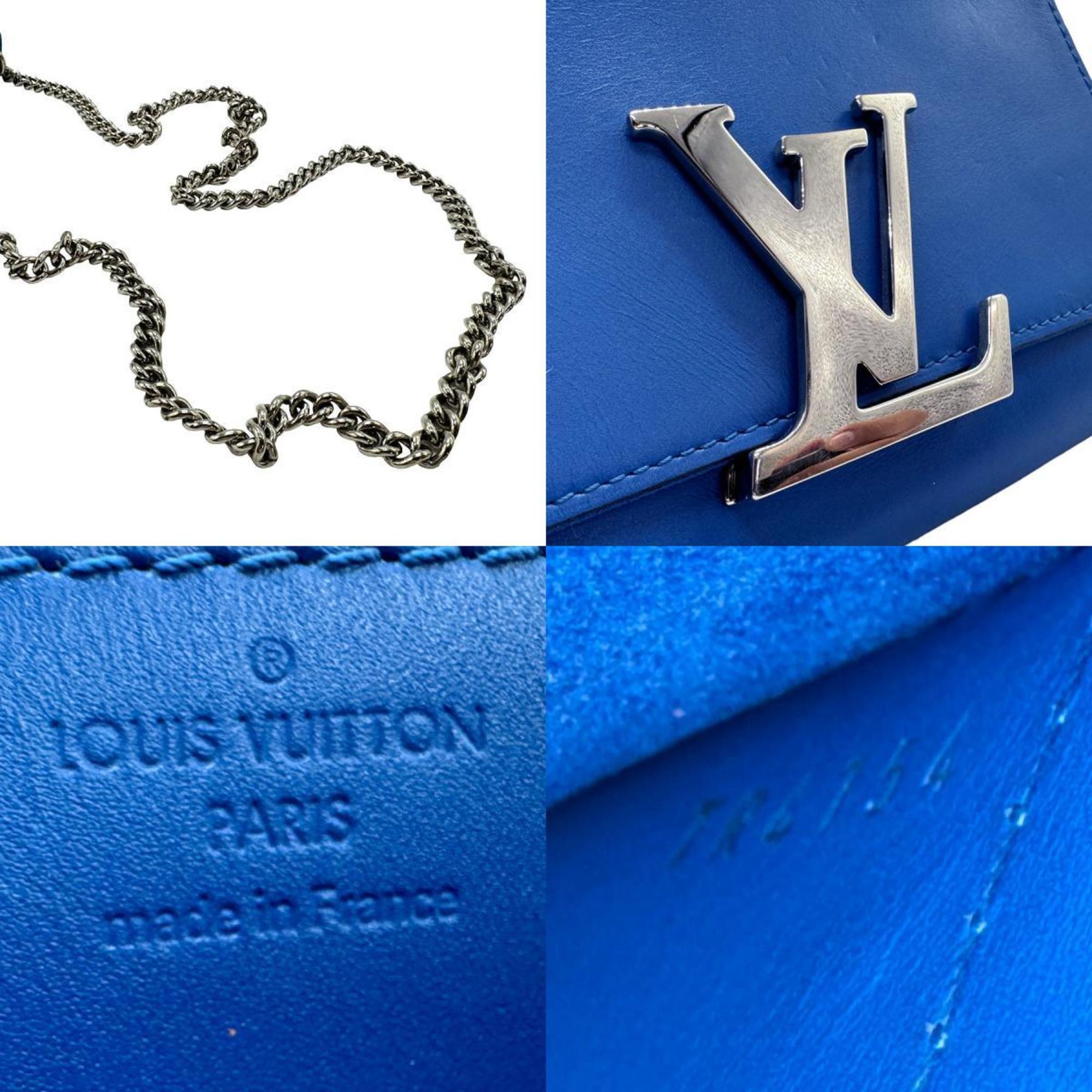 LOUIS VUITTON Shoulder Bag Pochette Louise Leather Blue Women's z2131