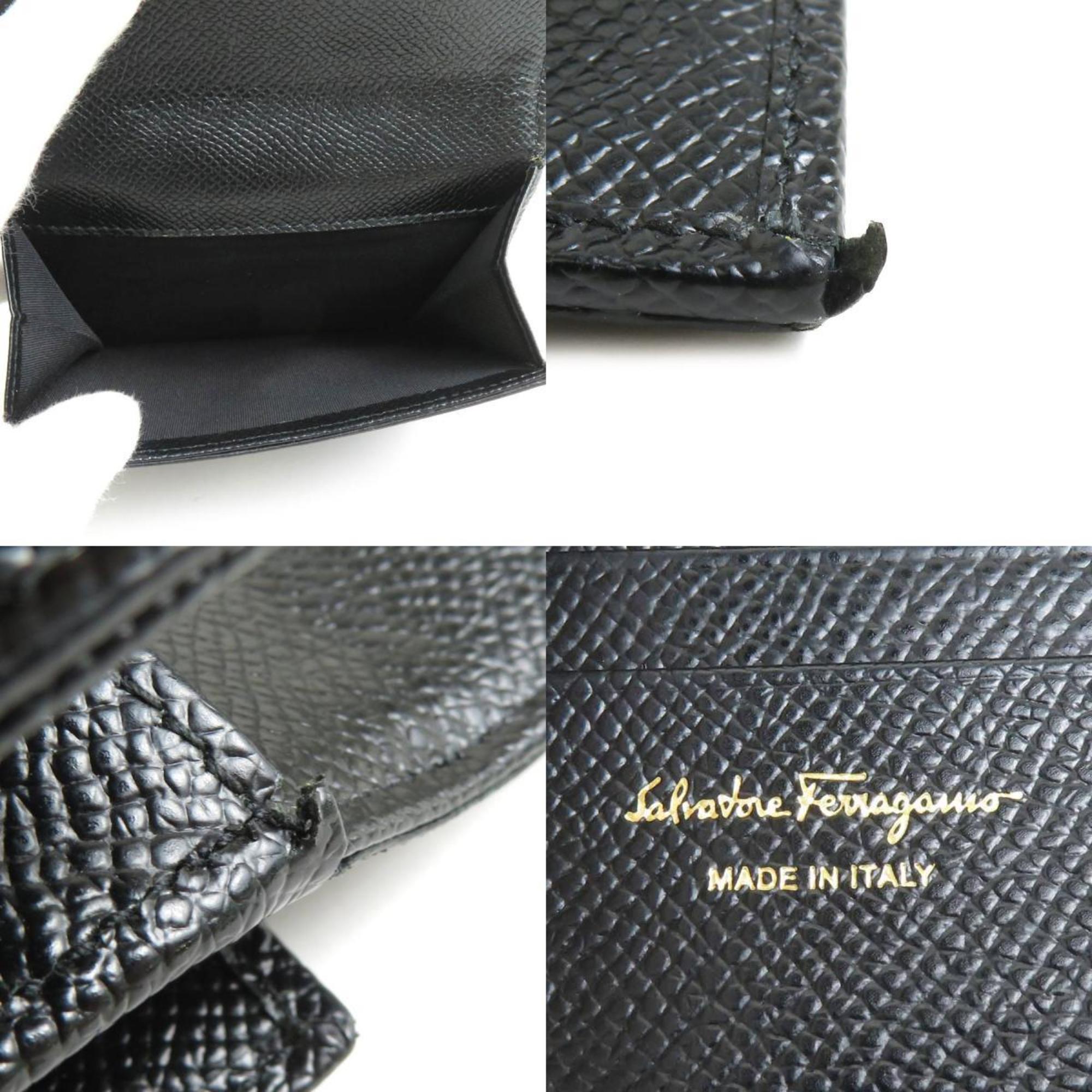 Salvatore Ferragamo Vara Ribbon Leather Bi-fold Wallet Black Women's 55719g