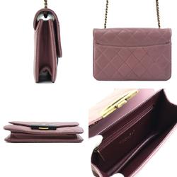 CHANEL Shoulder Bag Matelasse Leather Dark Pink Gold Women's e59017a