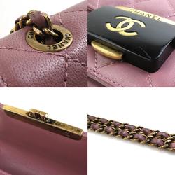 CHANEL Shoulder Bag Matelasse Leather Dark Pink Gold Women's e59017a