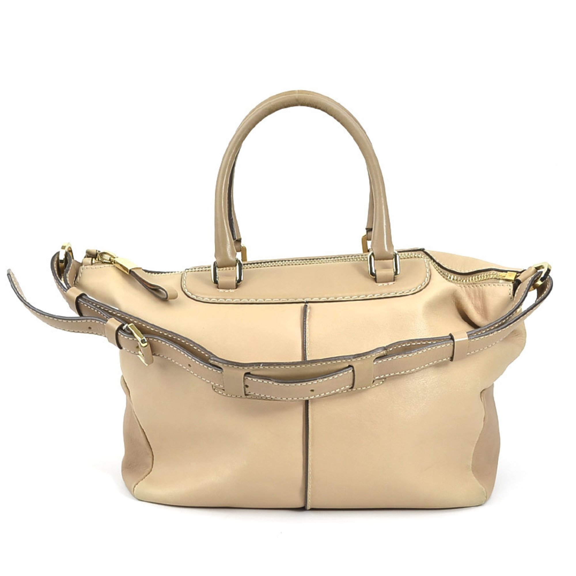 Tod's Handbag Shoulder Bag Leather Beige Women's a0451