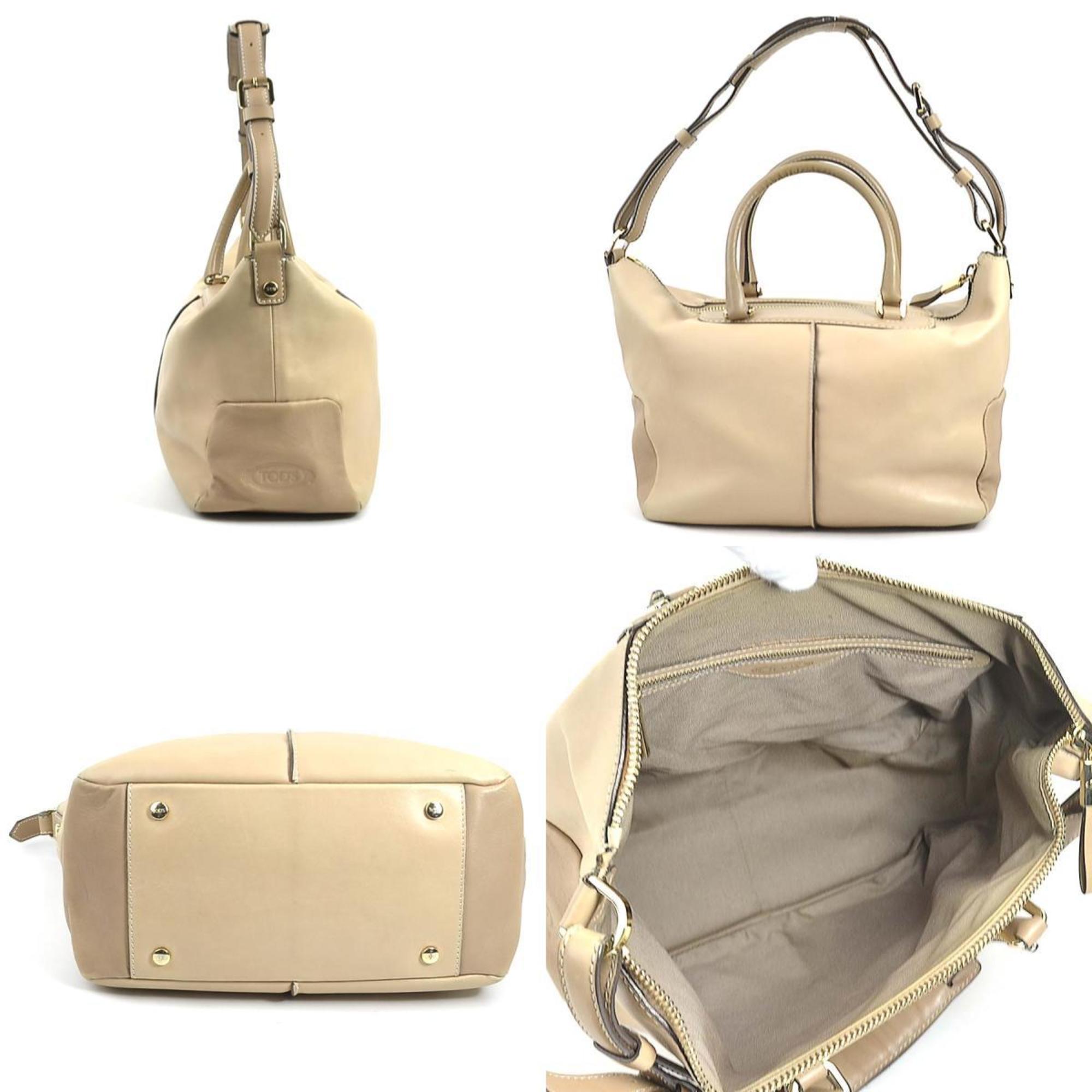 Tod's Handbag Shoulder Bag Leather Beige Women's a0451