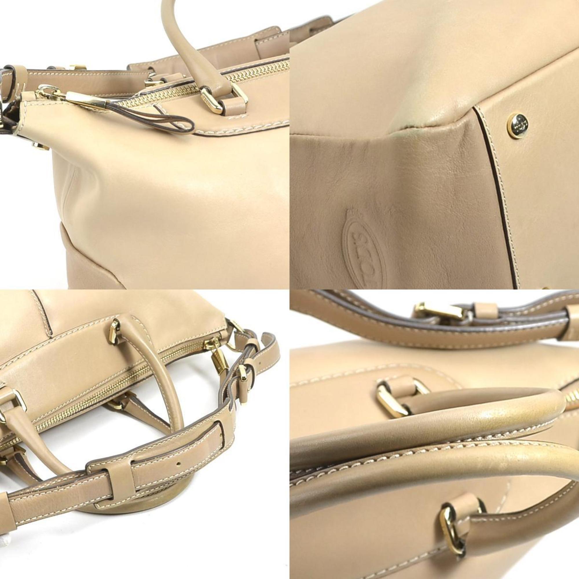 Tod's Handbag Shoulder Bag Leather Beige Women's a0451