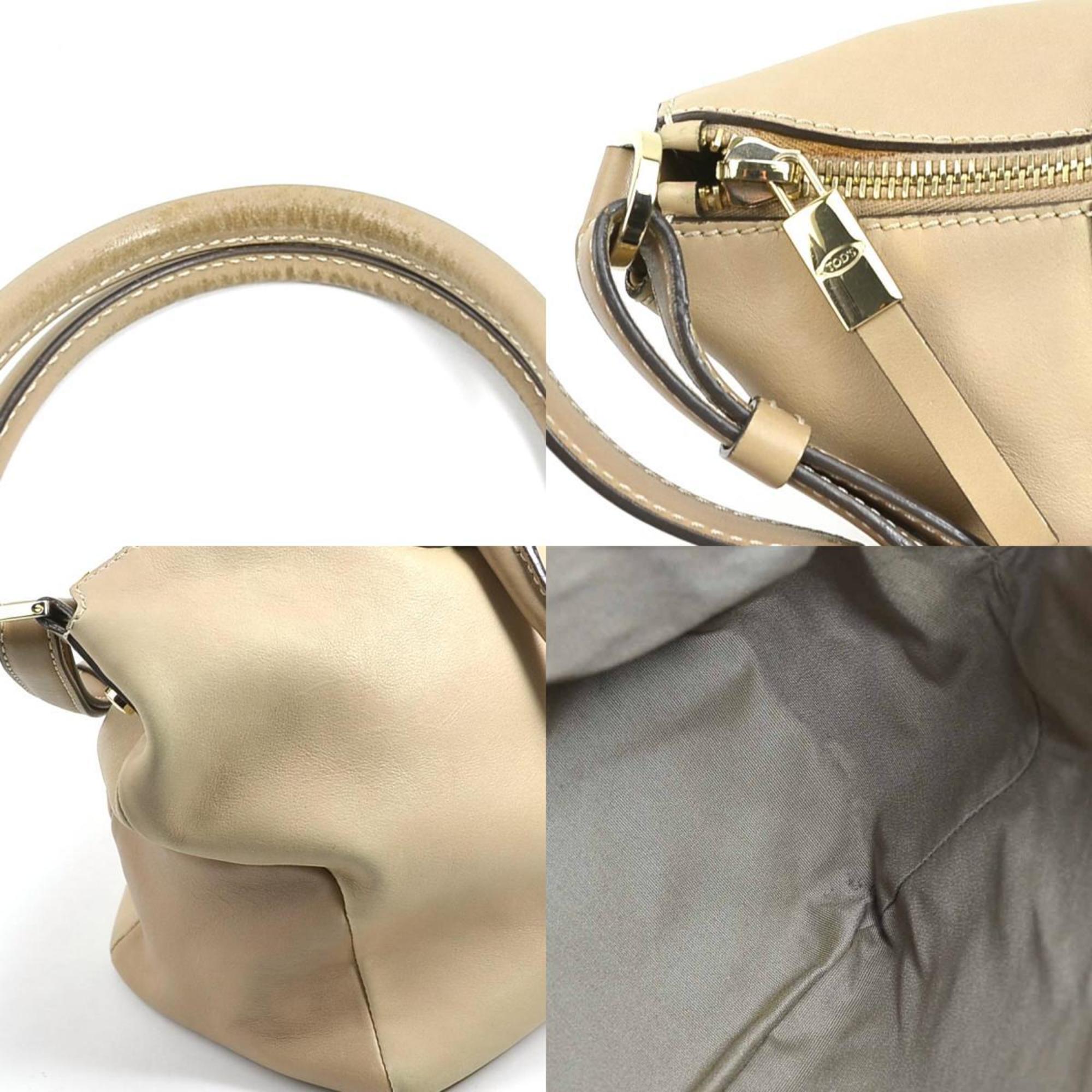 Tod's Handbag Shoulder Bag Leather Beige Women's a0451