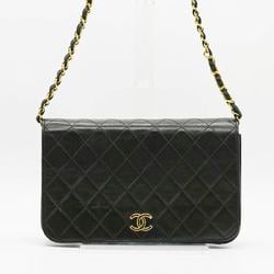 CHANEL Shoulder Bag Matelasse Chain Caviar Skin Leather Black Gold Women's PD329