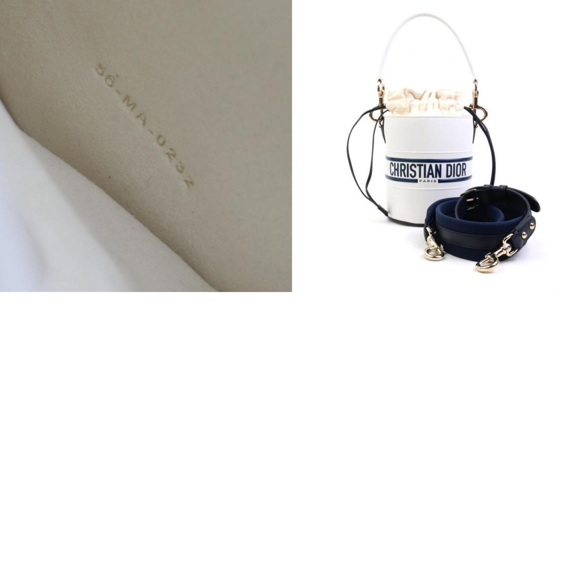 Christian Dior handbag shoulder bag Vibe Micro Bucket leather white navy gold women's e58998a