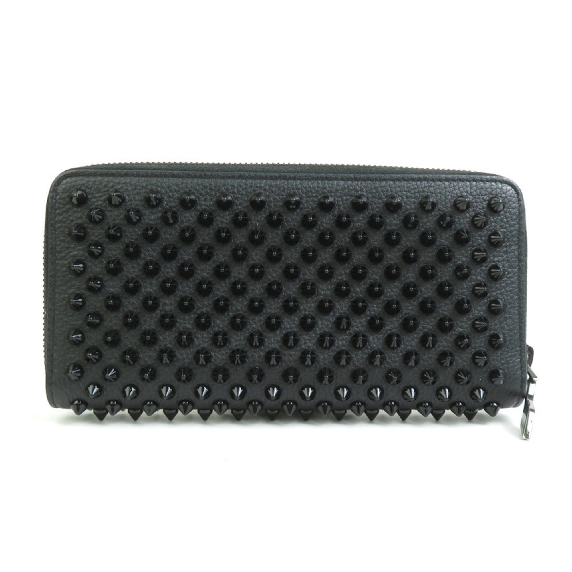 Christian Louboutin Round Long Wallet Leather Black Men's Women's R10124G