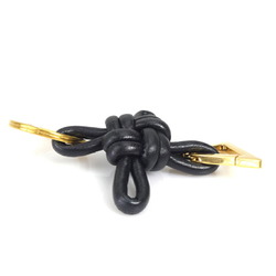 BOTTEGA VENETA Keyring Triangle Square Double Knot Leather Metal Black Gold Men Women h30462