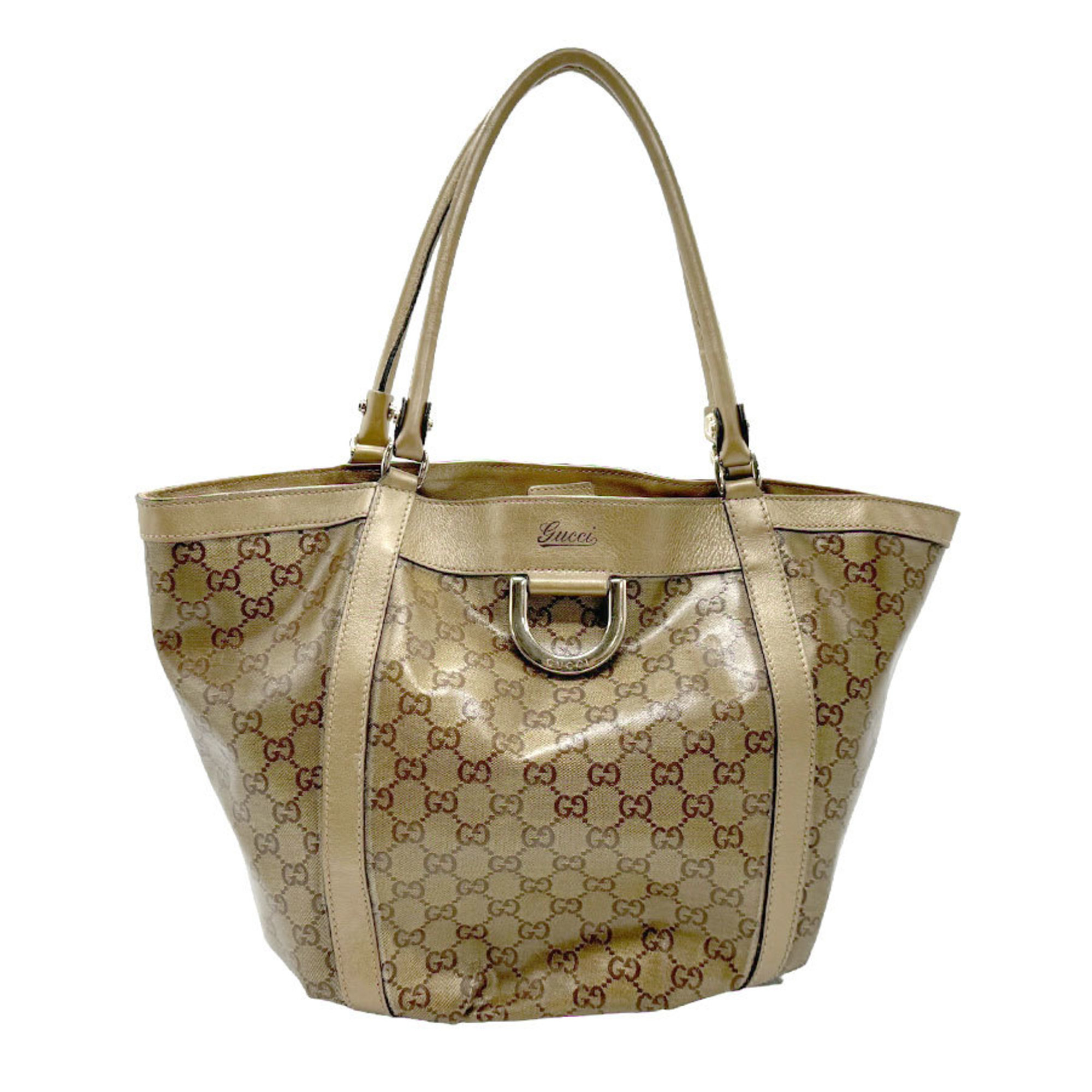 GUCCI Shoulder Bag Tote GG Crystal Leather Gold Women's 211982 z2165