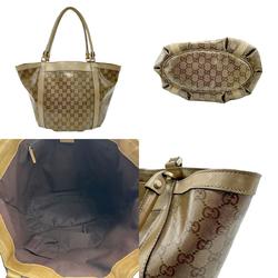 GUCCI Shoulder Bag Tote GG Crystal Leather Gold Women's 211982 z2165