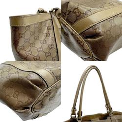 GUCCI Shoulder Bag Tote GG Crystal Leather Gold Women's 211982 z2165