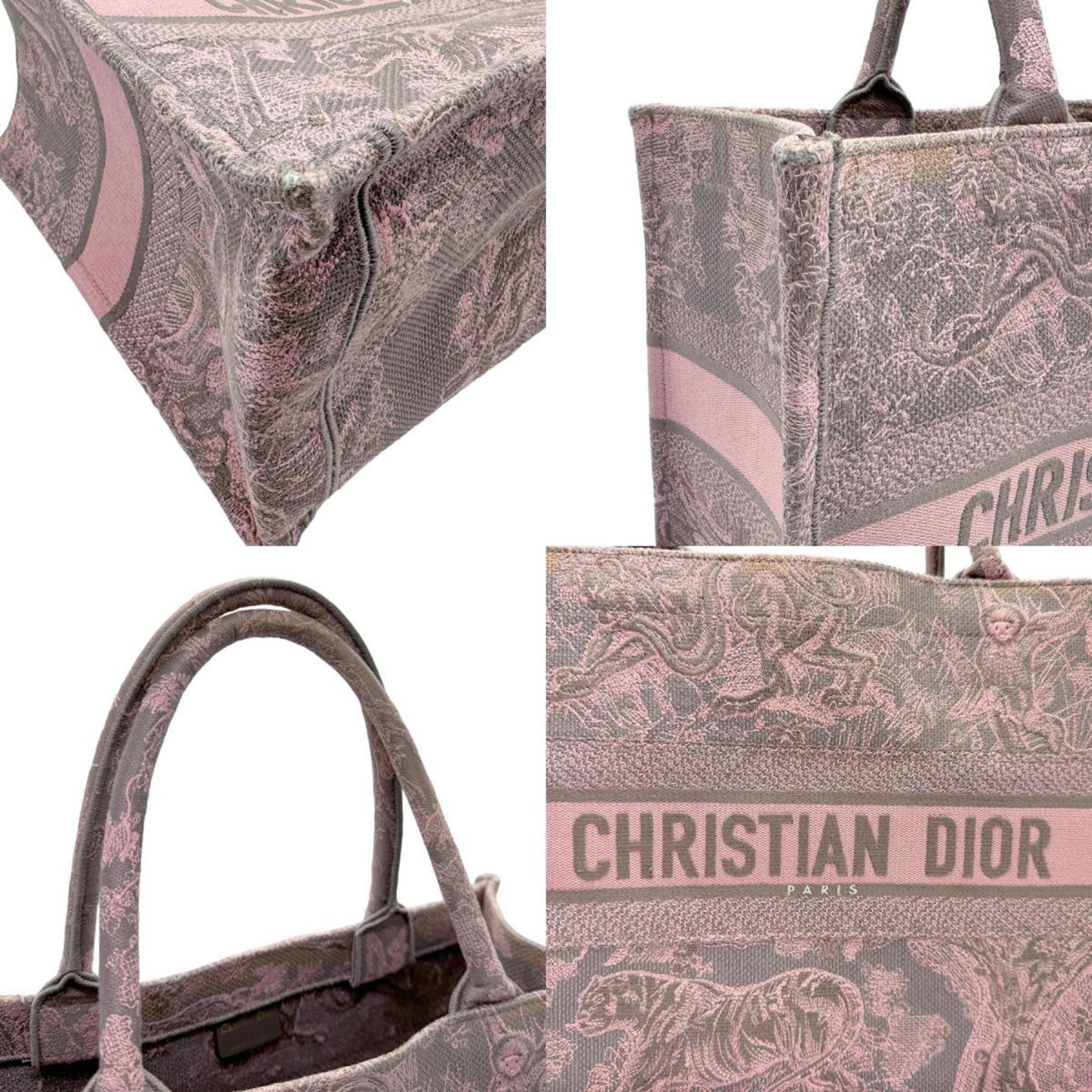 Christian Dior Handbag Tote Bag Book Medium Canvas Pink x Gray Women's z2185