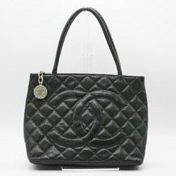 CHANEL Tote Bag Matelasse Reproduction Caviar Skin Leather Black Silver Women's A01804 PD310