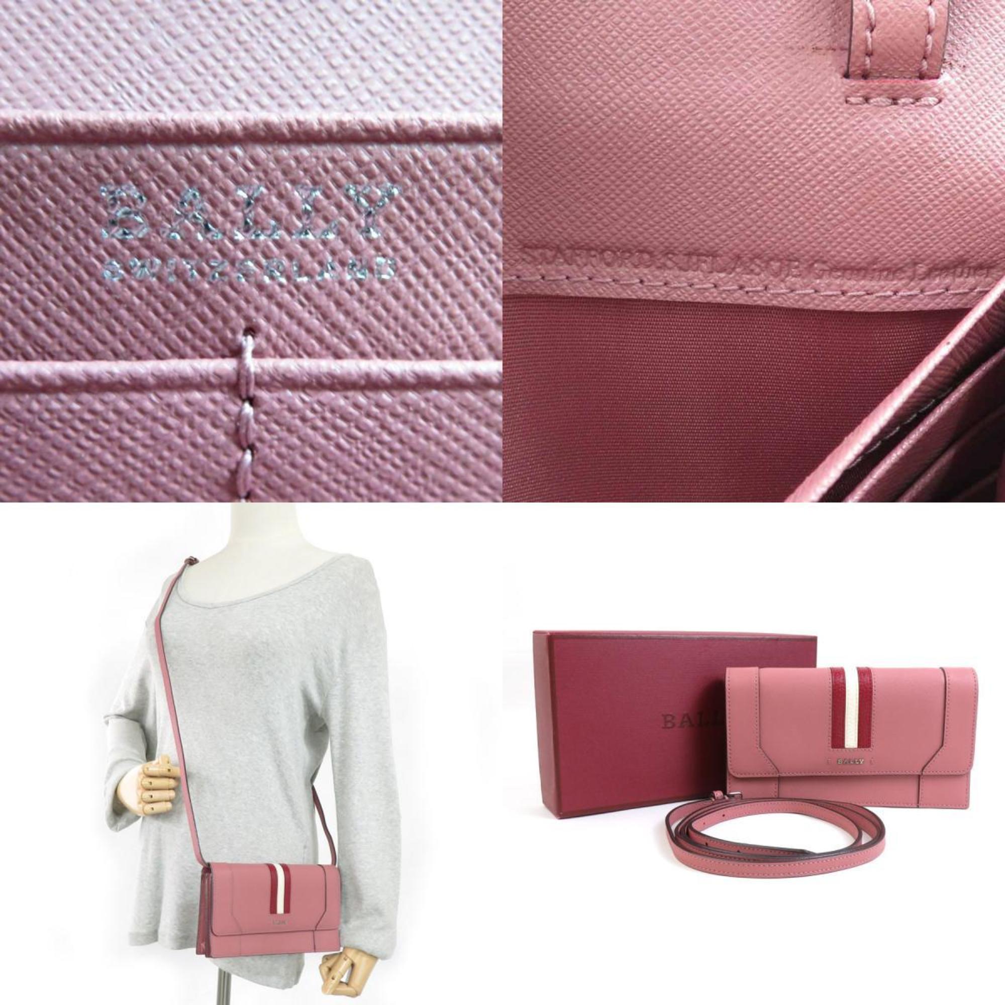 BALLY Shoulder Wallet Leather Pink Women's r10123k