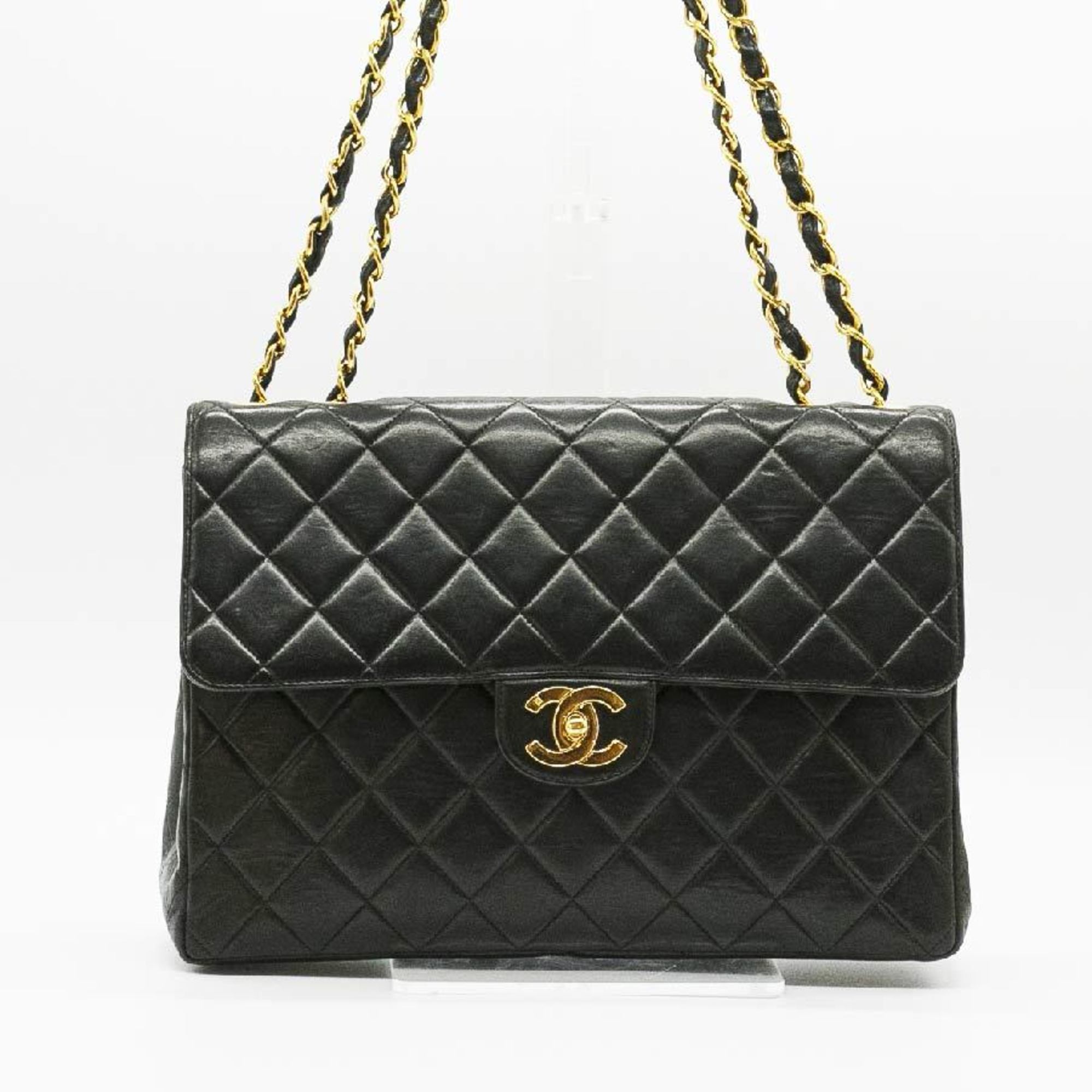 CHANEL Shoulder Bag Matelasse Coco Mark Leather Black Gold Women's PD323