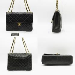 CHANEL Shoulder Bag Matelasse Coco Mark Leather Black Gold Women's PD323