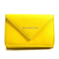 BALENCIAGA Tri-fold Wallet Leather Yellow Men's Women's 55720g