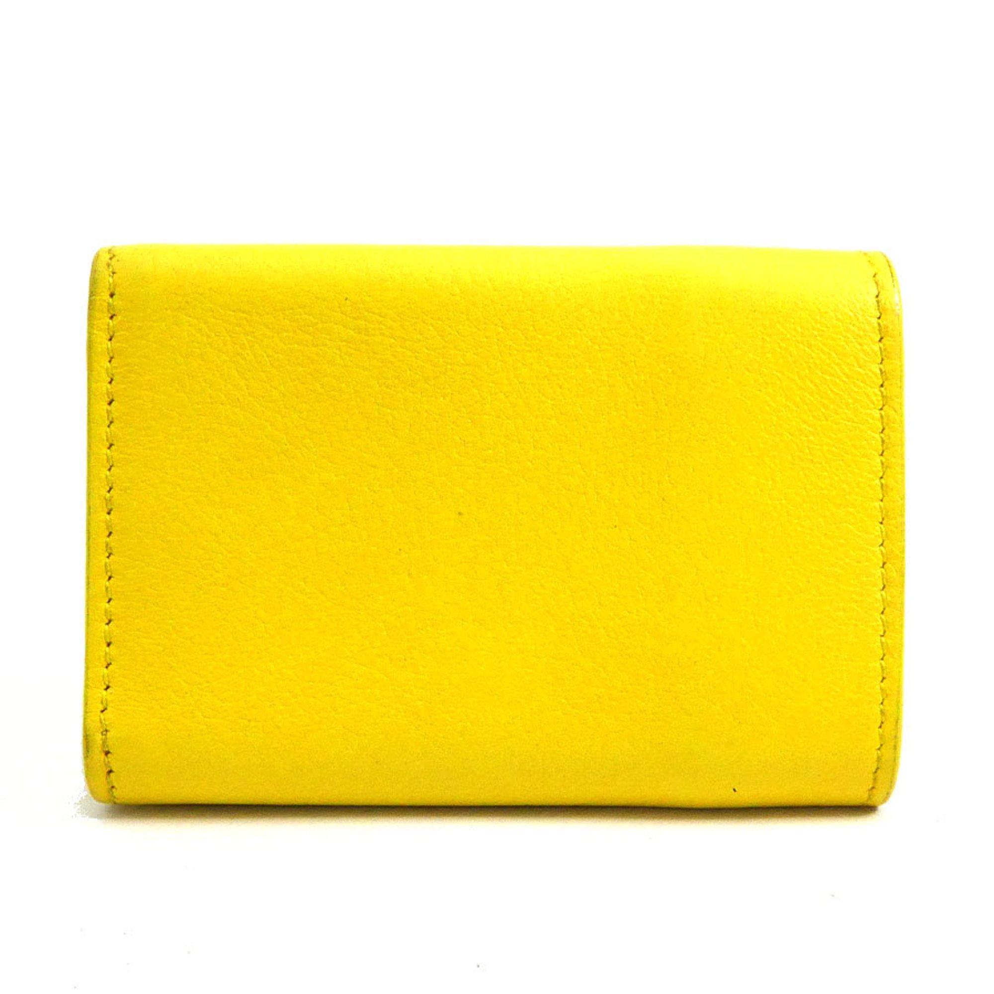 BALENCIAGA Tri-fold Wallet Leather Yellow Men's Women's 55720g