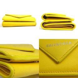 BALENCIAGA Tri-fold Wallet Leather Yellow Men's Women's 55720g