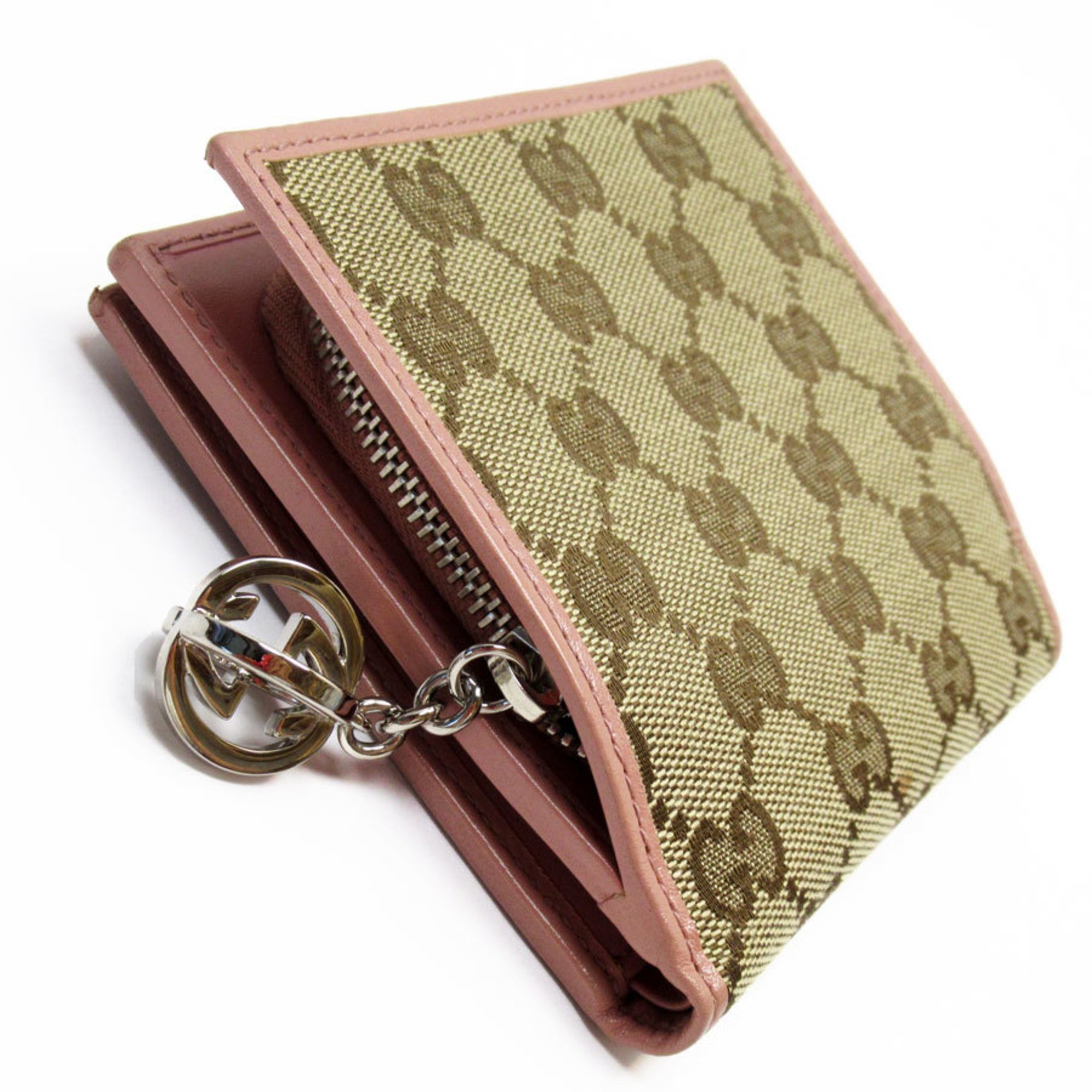 GUCCI Bi-fold wallet GG canvas Canvas Beige Pink beige Silver Women's 233022 w0653j