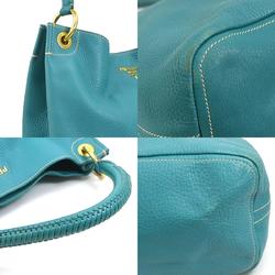 PRADA shoulder bag leather blue green gold women's e59031a